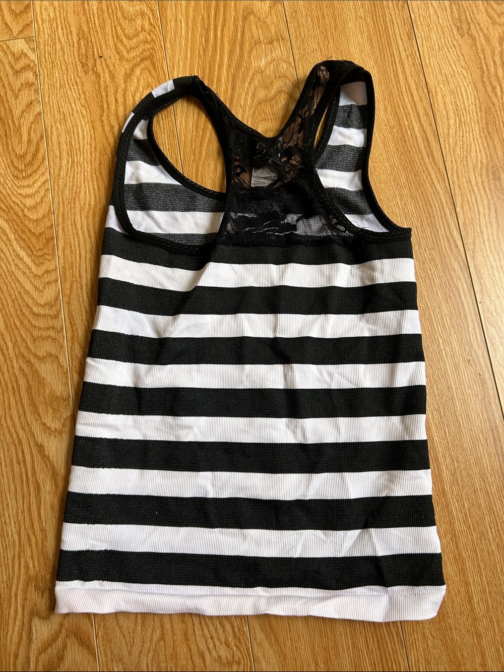 Black & White Striped Racerback Tank Top - Picture 2 of 3